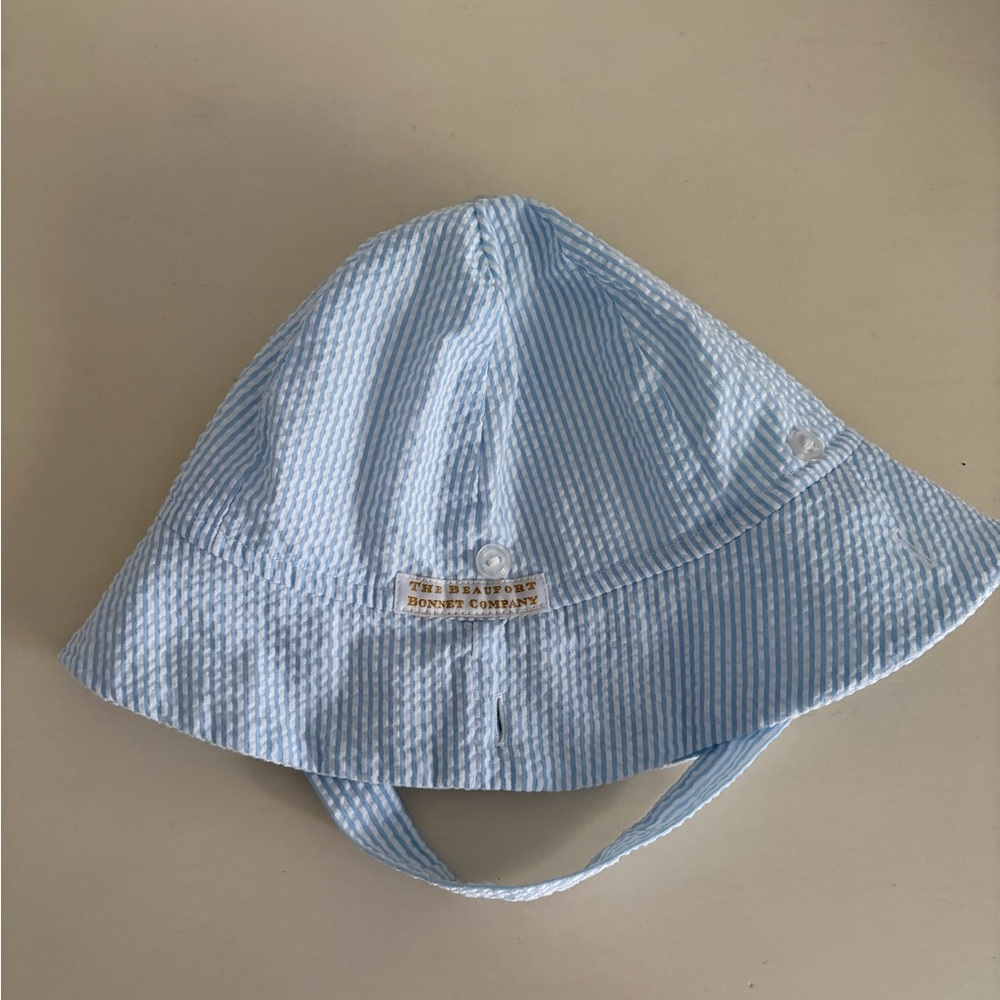 The Beaufort Bonnet Company Light Blue Seersucker Baby Sun Hat